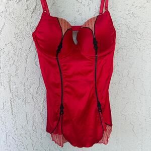 Y2k red lingerie slip in